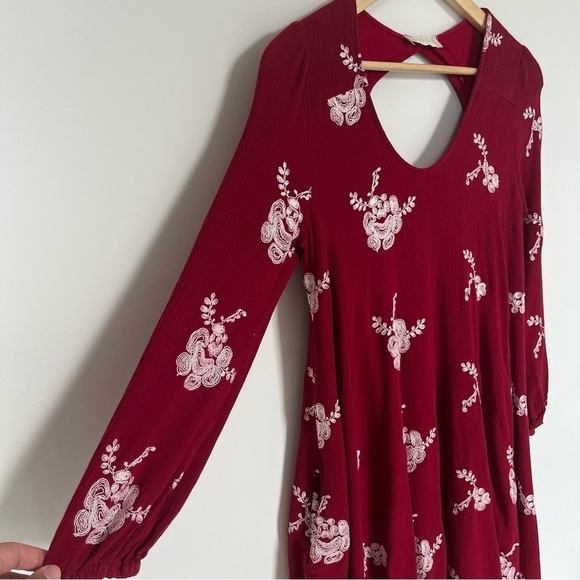Red Mini Dress Embroidered White Florals Bohemian Alter’d State Size Small - Picture 7 of 12